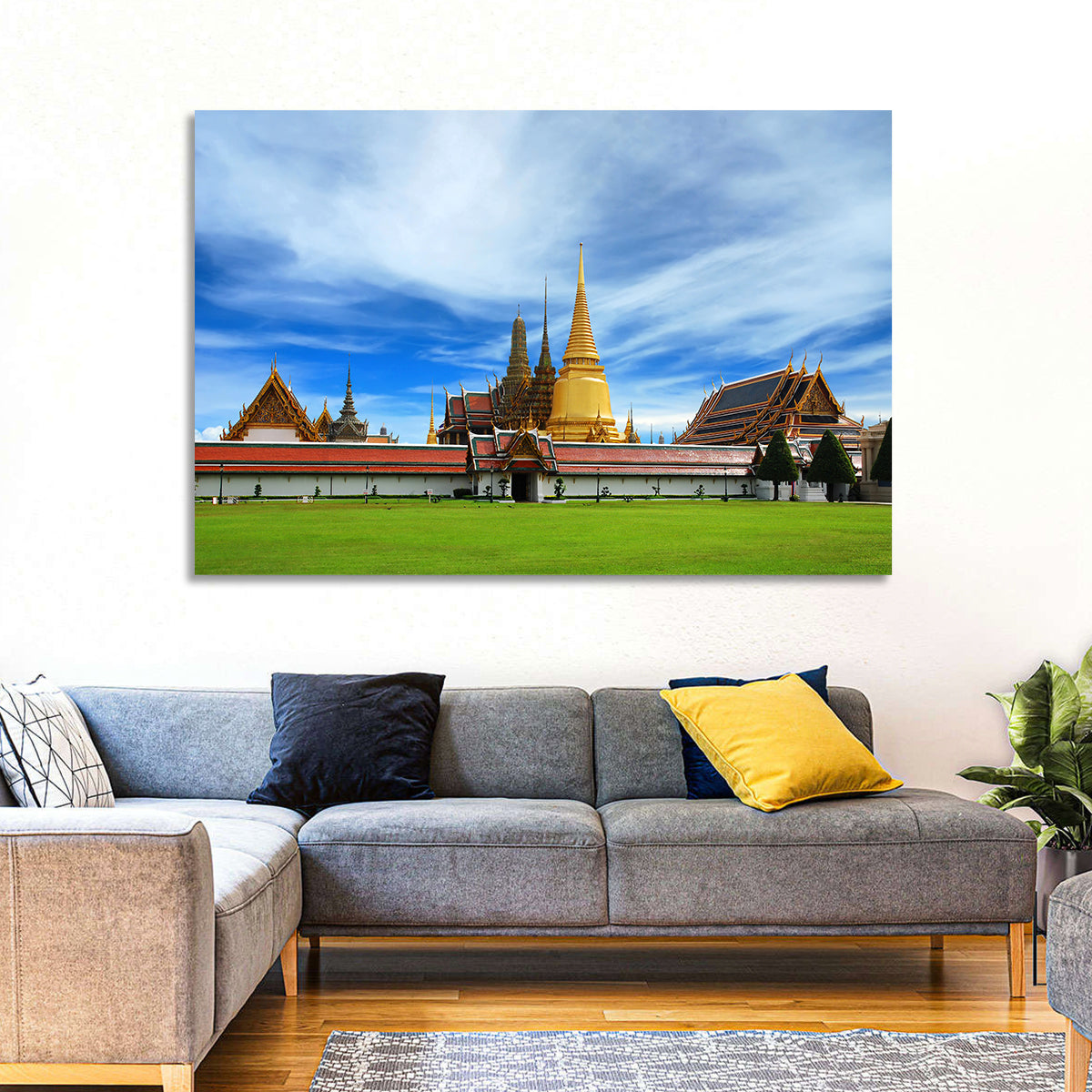 Golden Stupa at Wat Phra Kaew Wall Art in a room, landscape