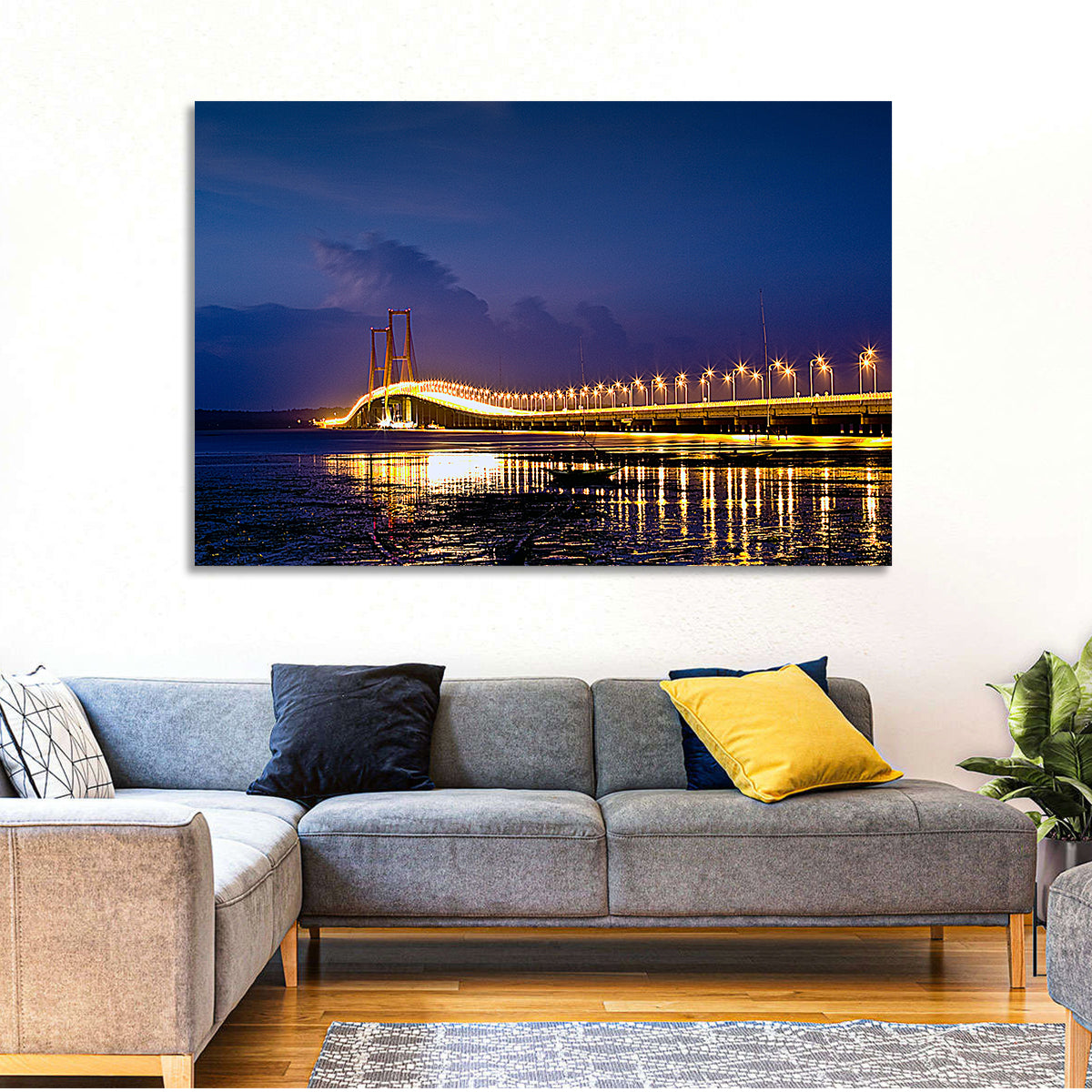 Suramadu Bridge at Dusk Wall Art in a room, landscape