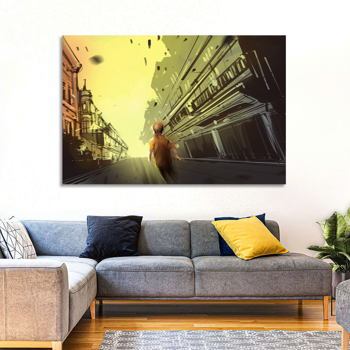 Child Walking Toward Light Wall Art in a room, landscape