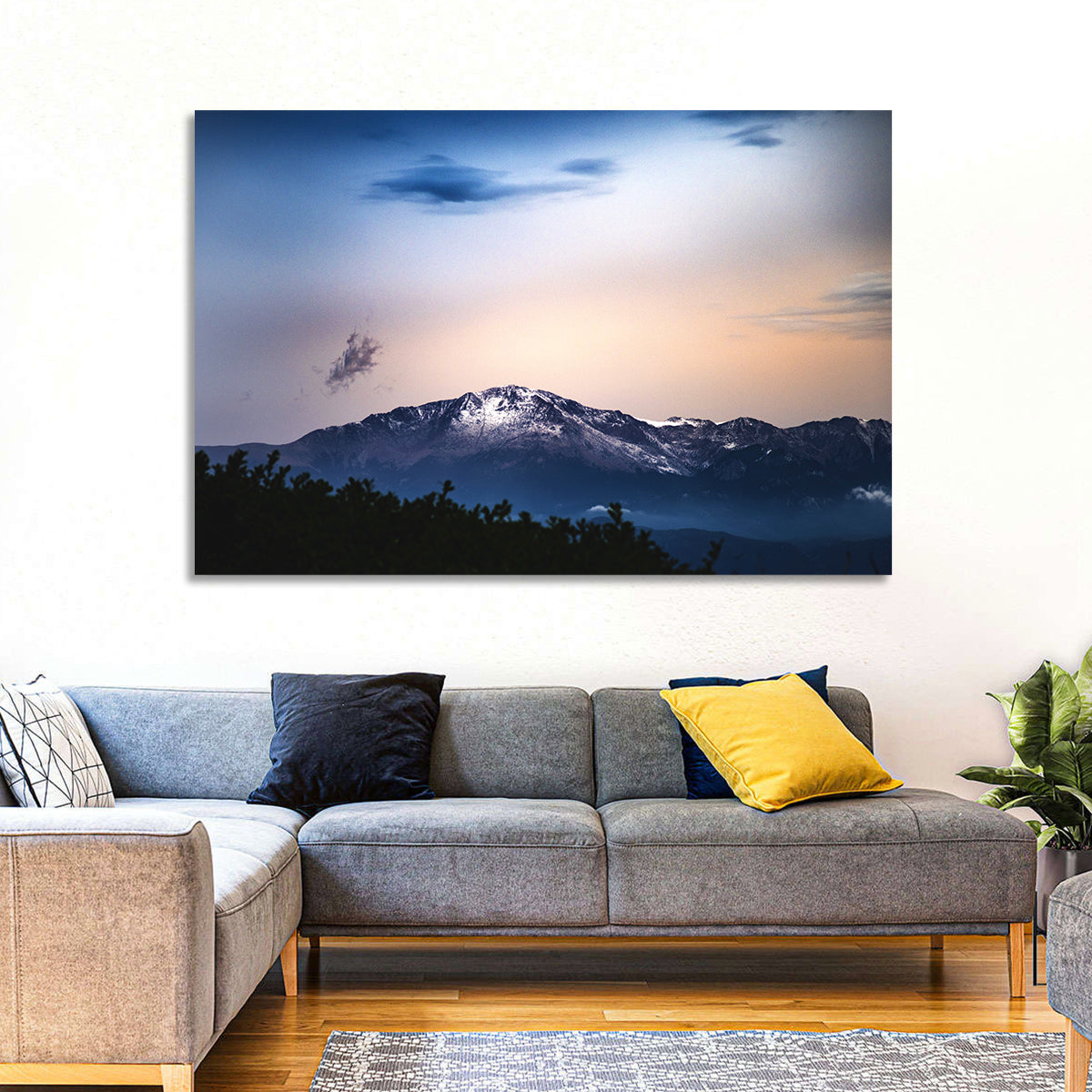 Snow-capped Pikes Peak at Dusk Wall Art