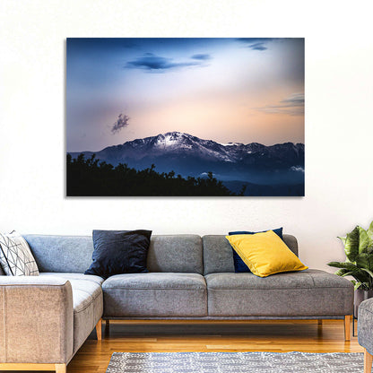 Snow-capped Pikes Peak at Dusk Wall Art
