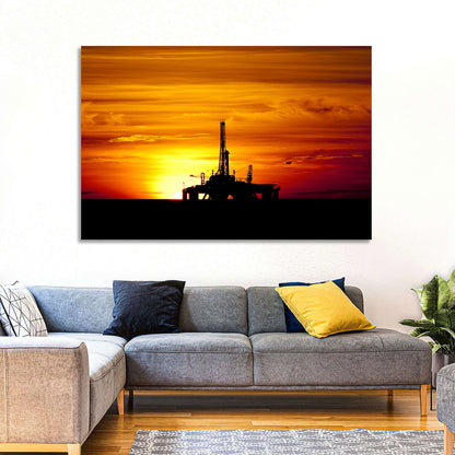 Offshore Oil Rig at Sunset Wall Art