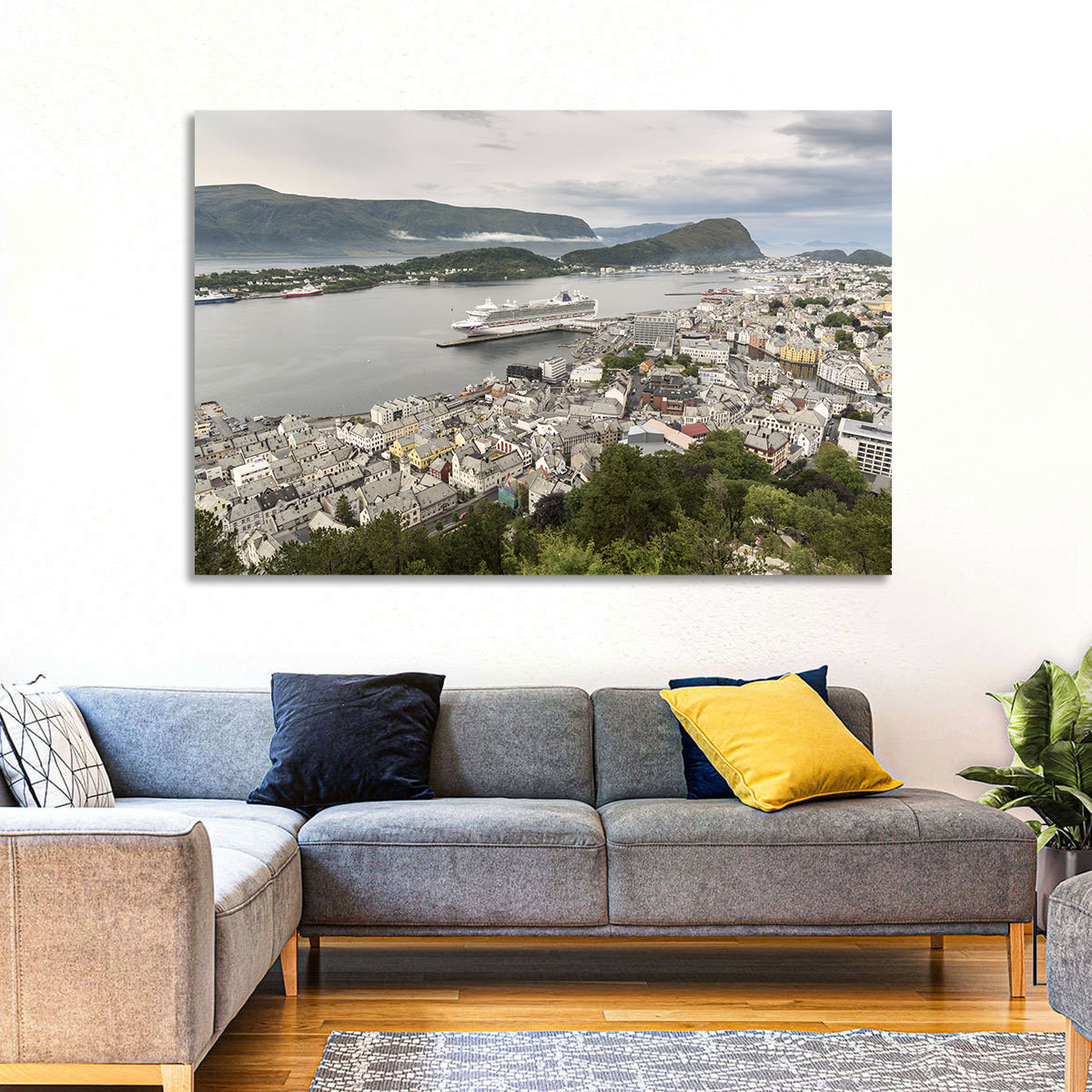 Alesund Harbor Cityscape Wall Art