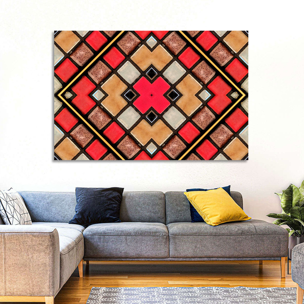 Connected Blocks Wall Art in a room, landscape