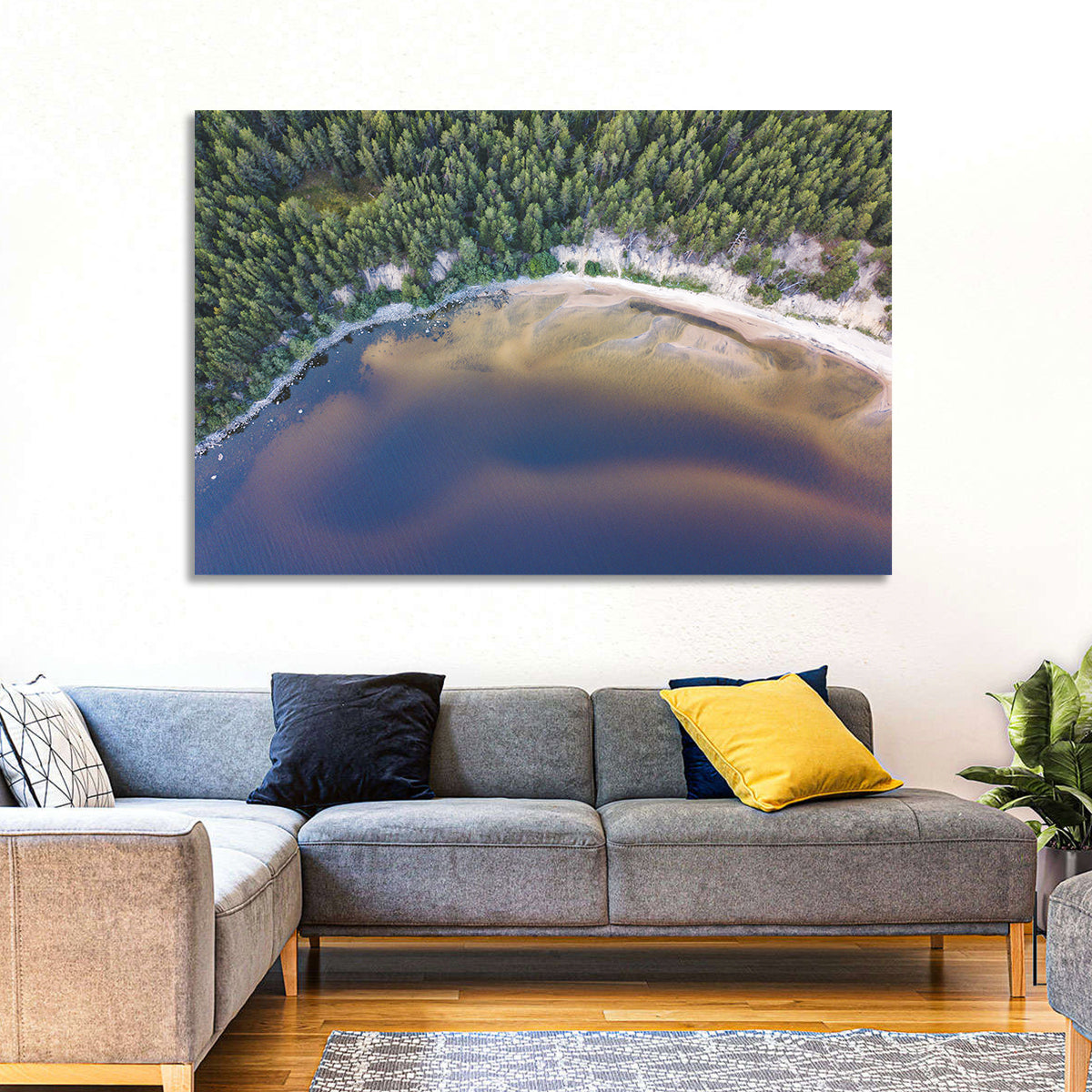Lake Onega Shoreline Wall Art in a room, landscape