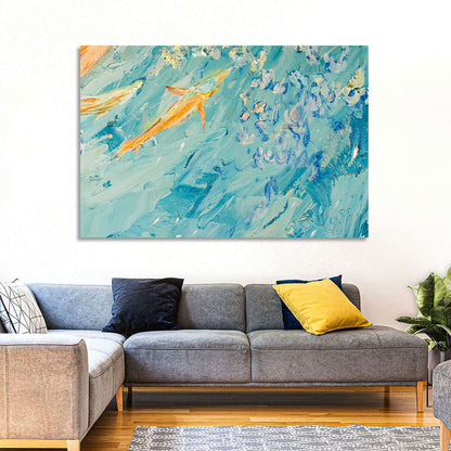 Koi in Blue Abstract Wall Art