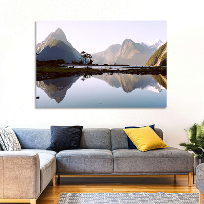 Mitre Peak Reflection at Milford Sound Wall Art
