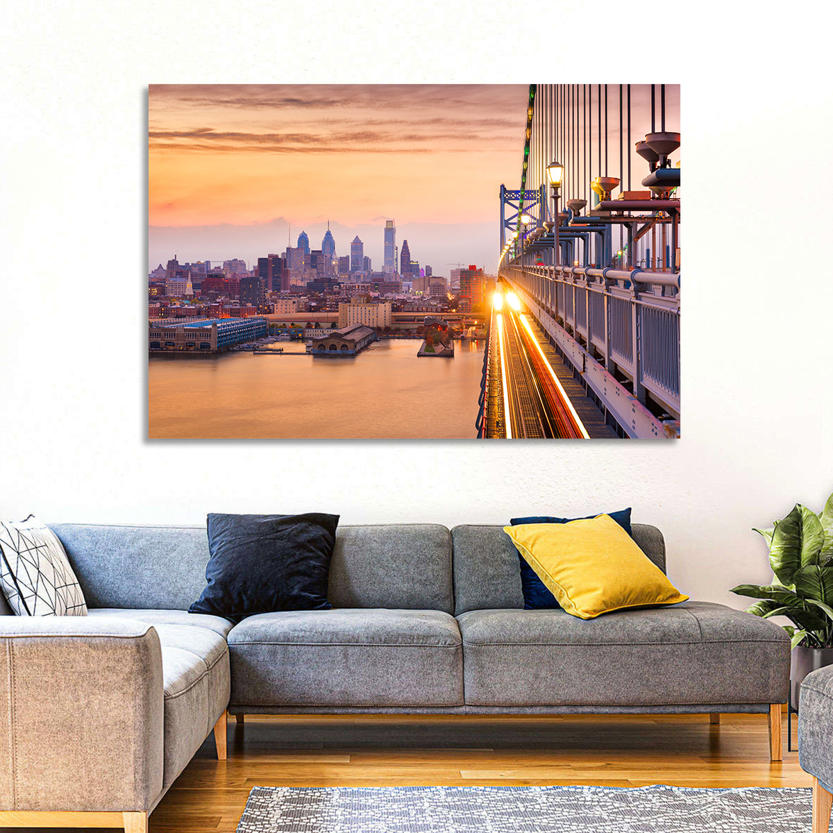 Benjamin Franklin Bridge, Philadelphia Wall Art in a room, landscape