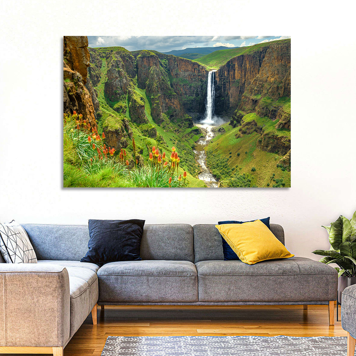 Maletsunyane Falls with Torch Lilies Wall Art