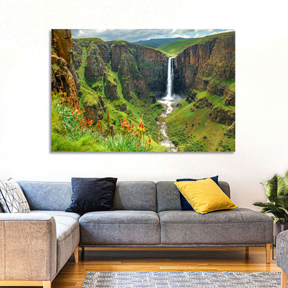 Maletsunyane Falls with Torch Lilies Wall Art