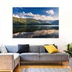 Golden Mist Mountain Lake Wall Art