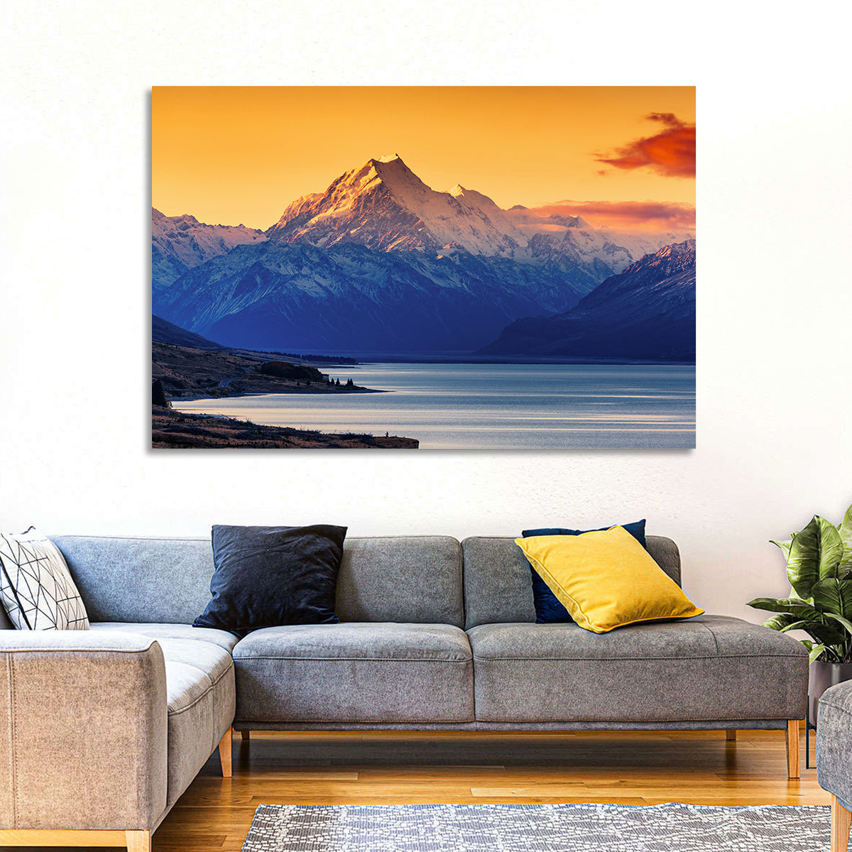 Aoraki Mount Cook Over Lake Pukaki Wall Art