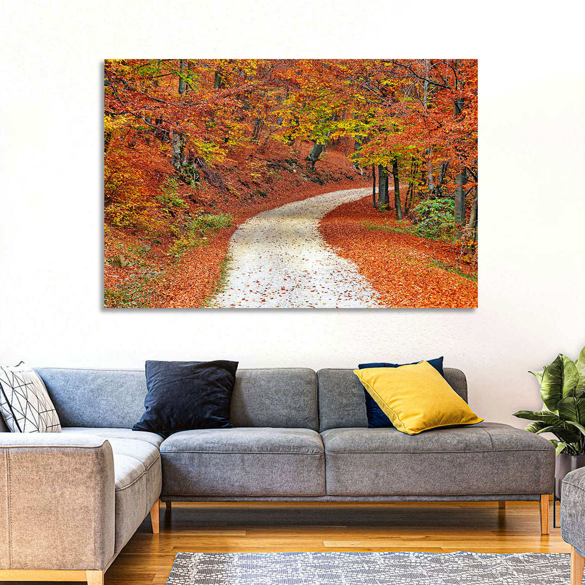 Misty Gravel Path Through Autumn Trees Wall Art