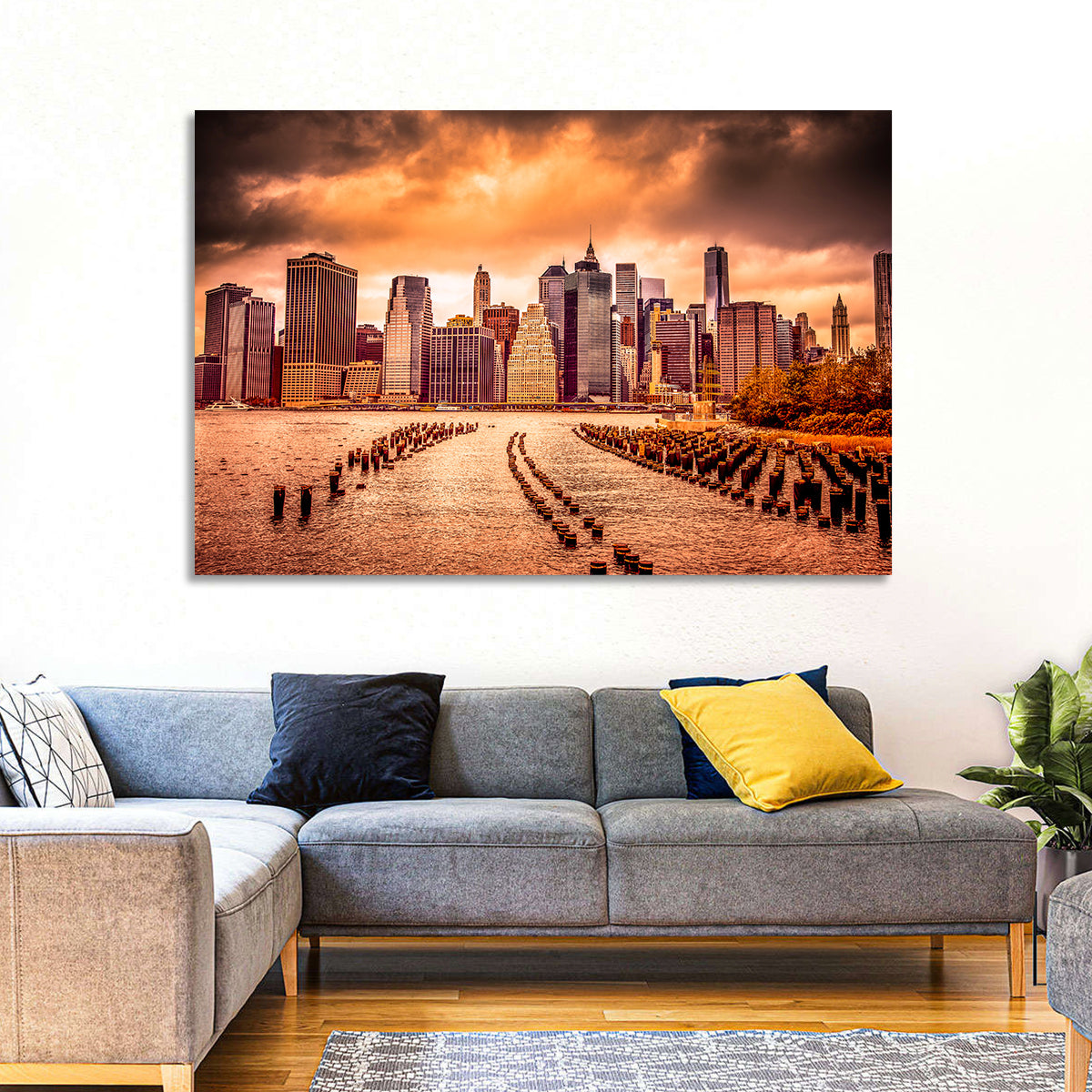 Lower Manhattan Financial District Wall Art in a room, landscape