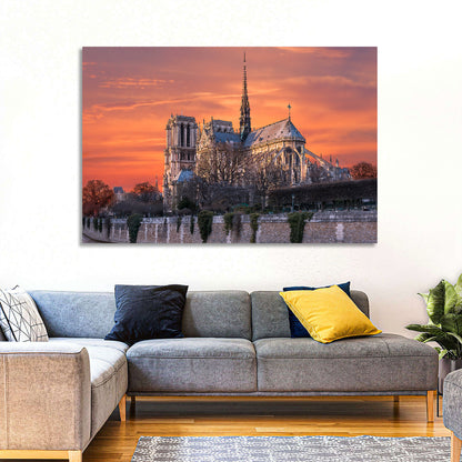 Notre-dame Cathedral at Golden Hour Wall Art