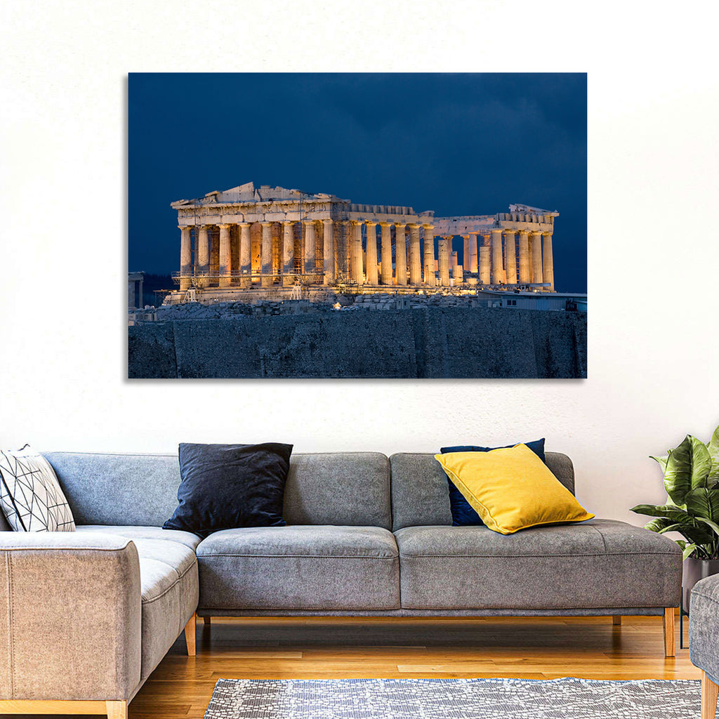 Illuminated Parthenon at Night Wall Art