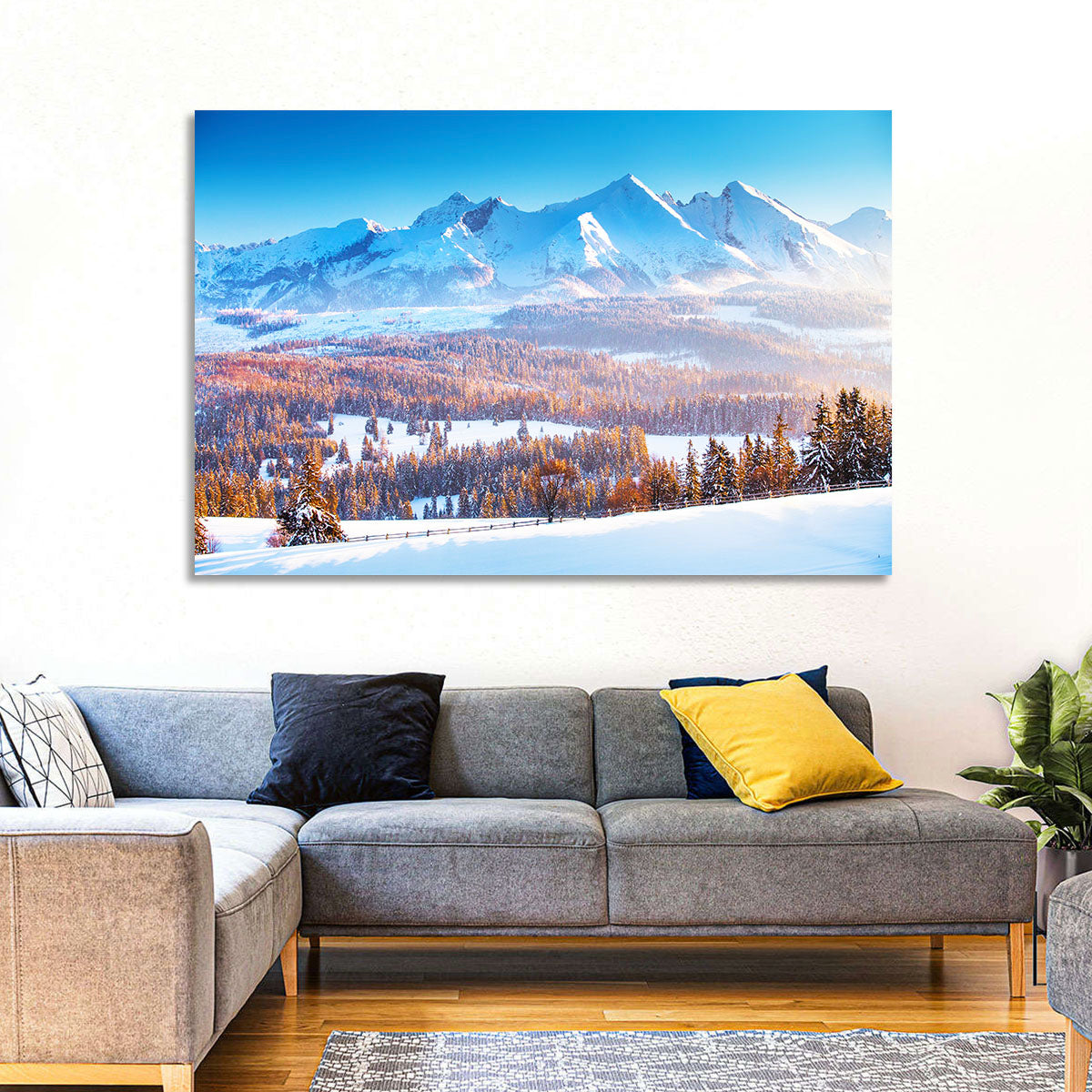 Snowy Mountain Peaks at Sunrise Wall Art