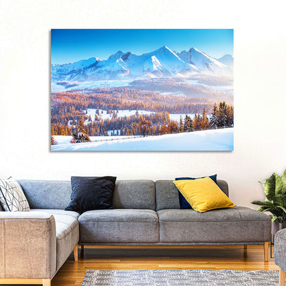 Snowy Mountain Peaks at Sunrise Wall Art