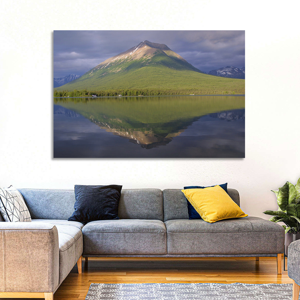 Mount Tanalian from Lake Clark Wall Art in a room, landscape