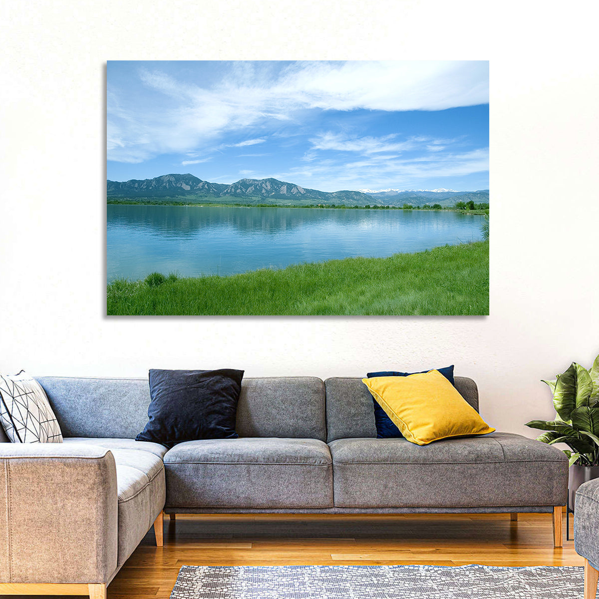 Boulder Reservoir and Flatirons Wall Art in a room, landscape