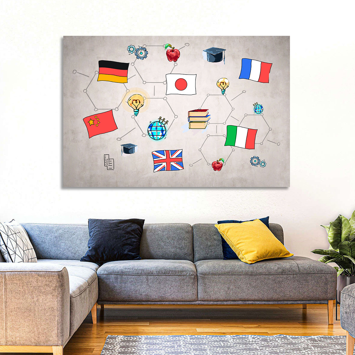 Global Flags Network Wall Art