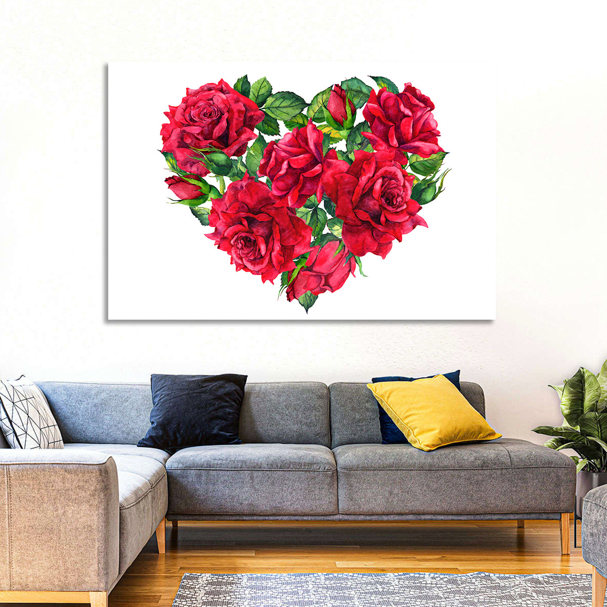Watercolor Rose Heart Wall Art