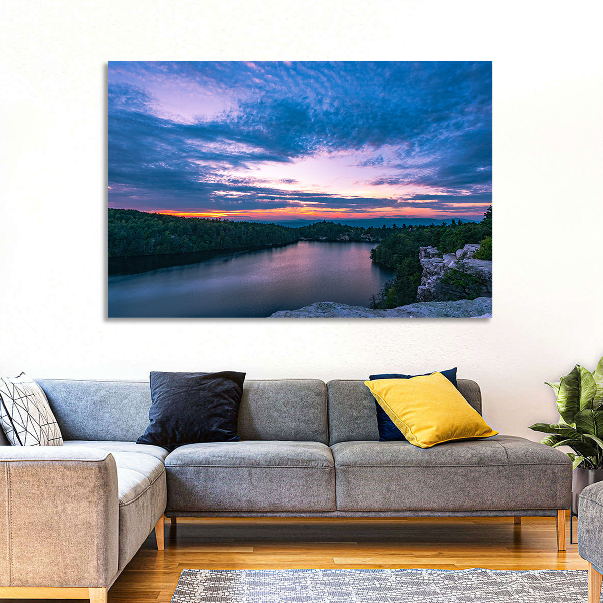 Lake Minnewaska Sunset Wall Art in a room, landscape
