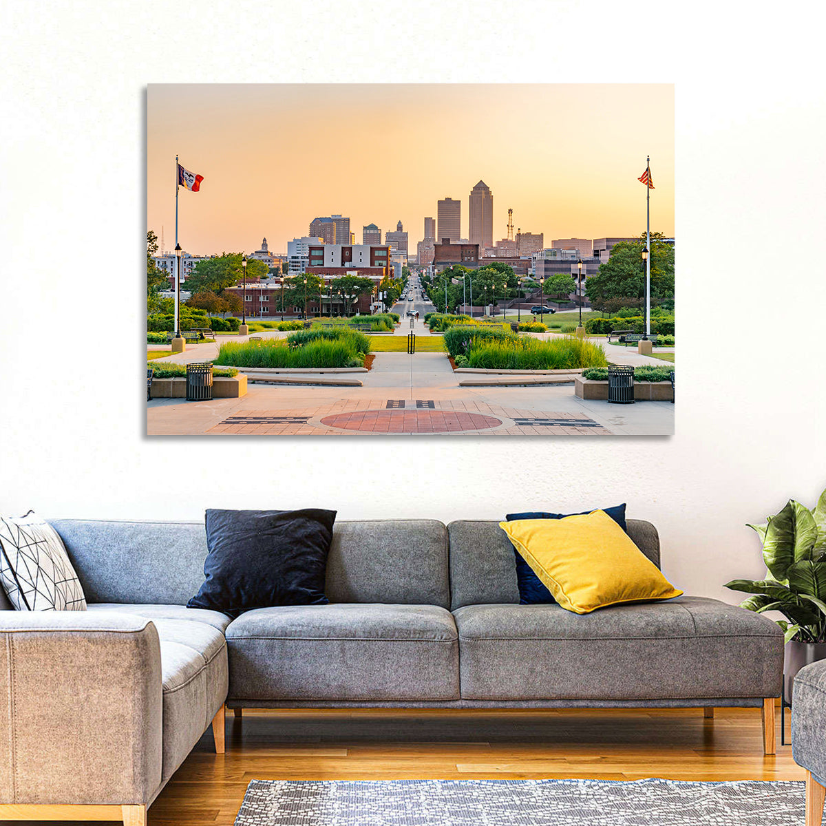 Des Moines Golden Hour Skyline Wall Art