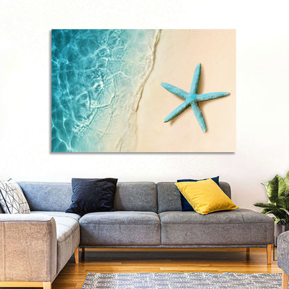 Blue Starfish on Sandy Beach Wall Art