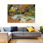 Mossy Footbridge in Autumn Forest Wall Art