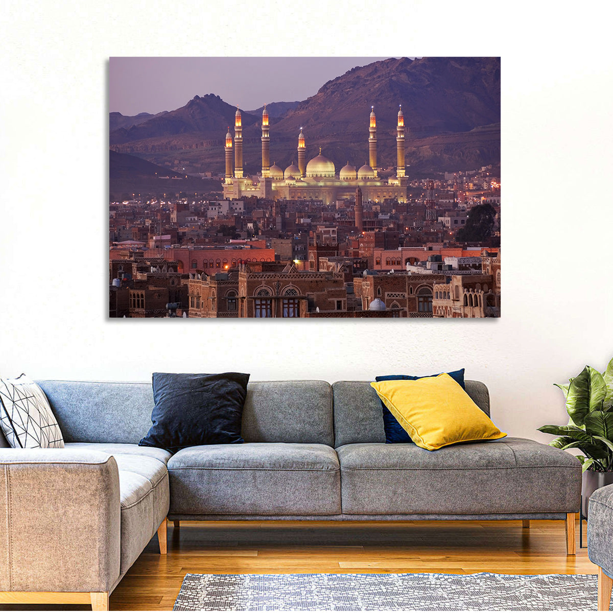 Al-saleh Mosque at Dusk Wall Art in a room, landscape