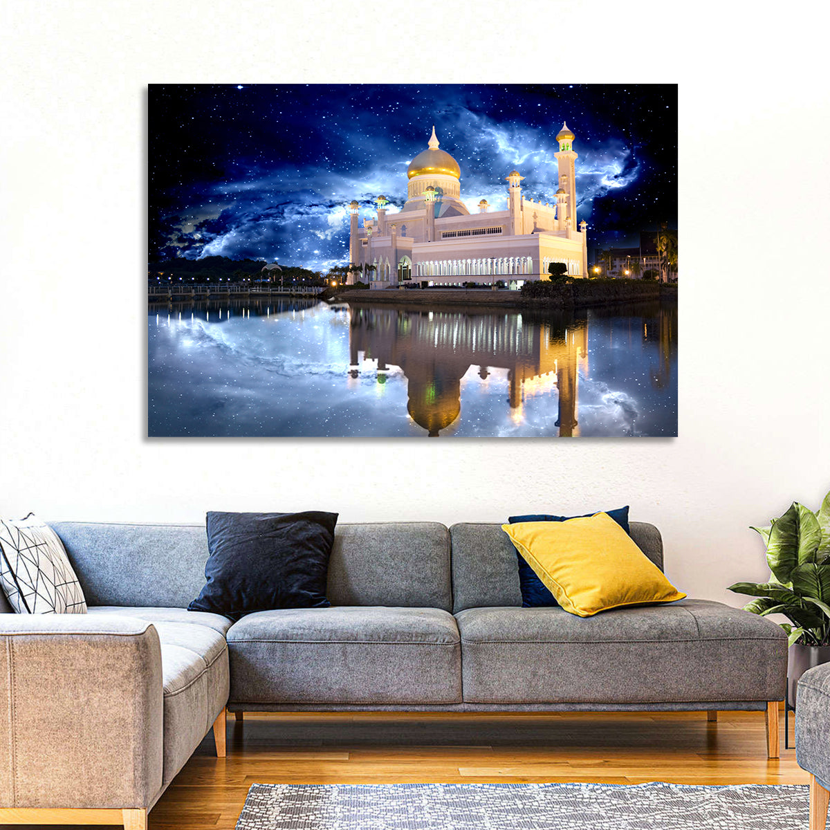 Omar Ali Saifuddien Mosque at Night Wall Art