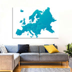 Teal Gradient Europe Map Wall Art