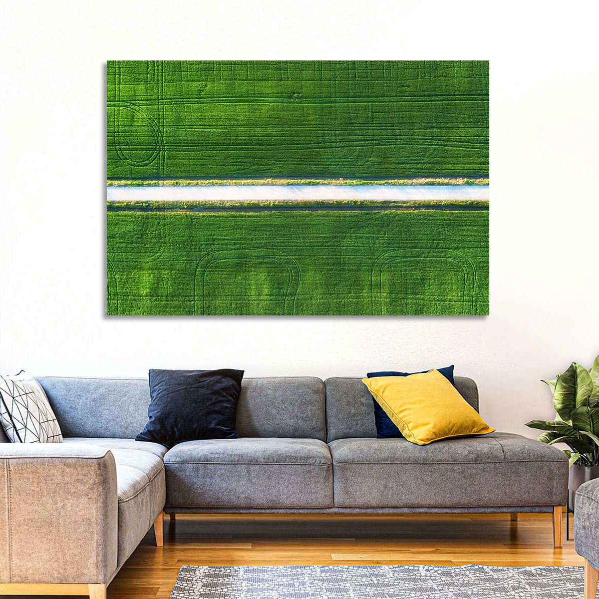 Aerial Irrigation Canal View Wall Art in a room, landscape