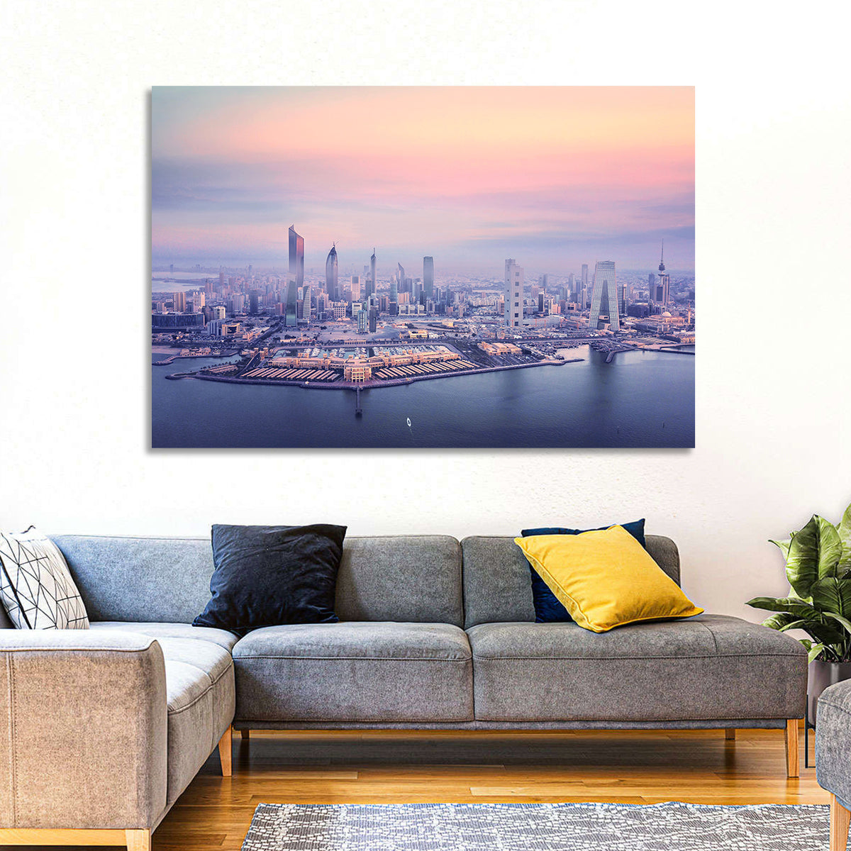 Kuwait City Twilight Skyline Wall Art