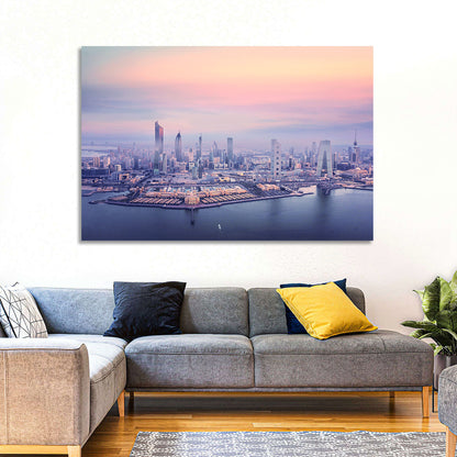 Kuwait City Twilight Skyline Wall Art