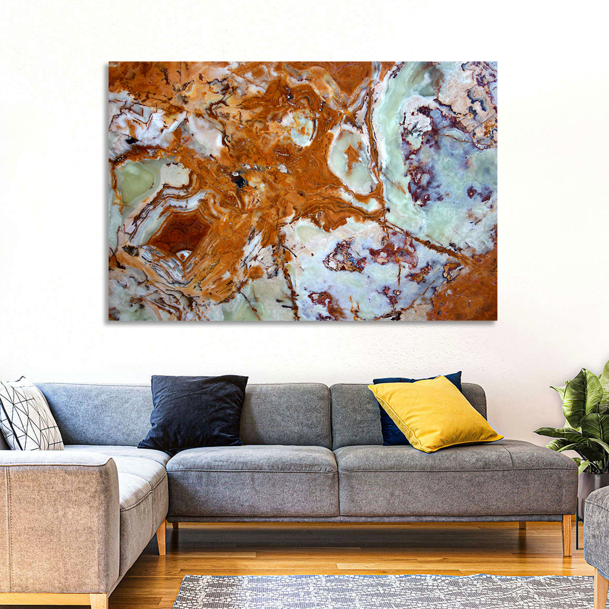 Onyx Texture Abstract Wall Art in a room, landscape