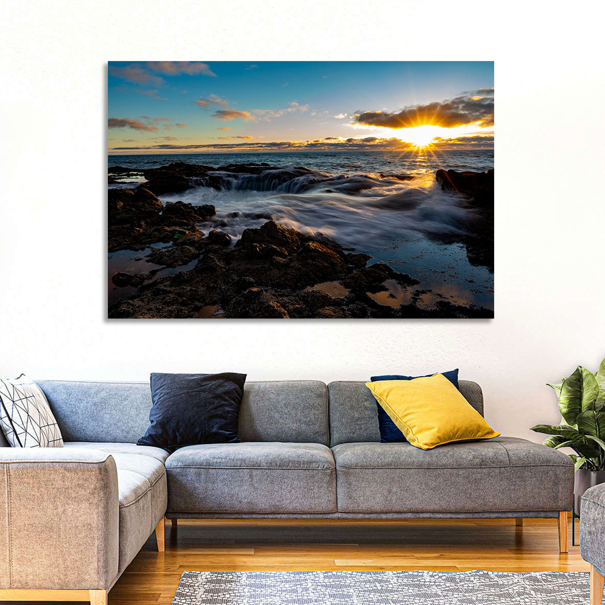 Thor's Well Sunset, Oregon Coast Wall Art in a room, landscape