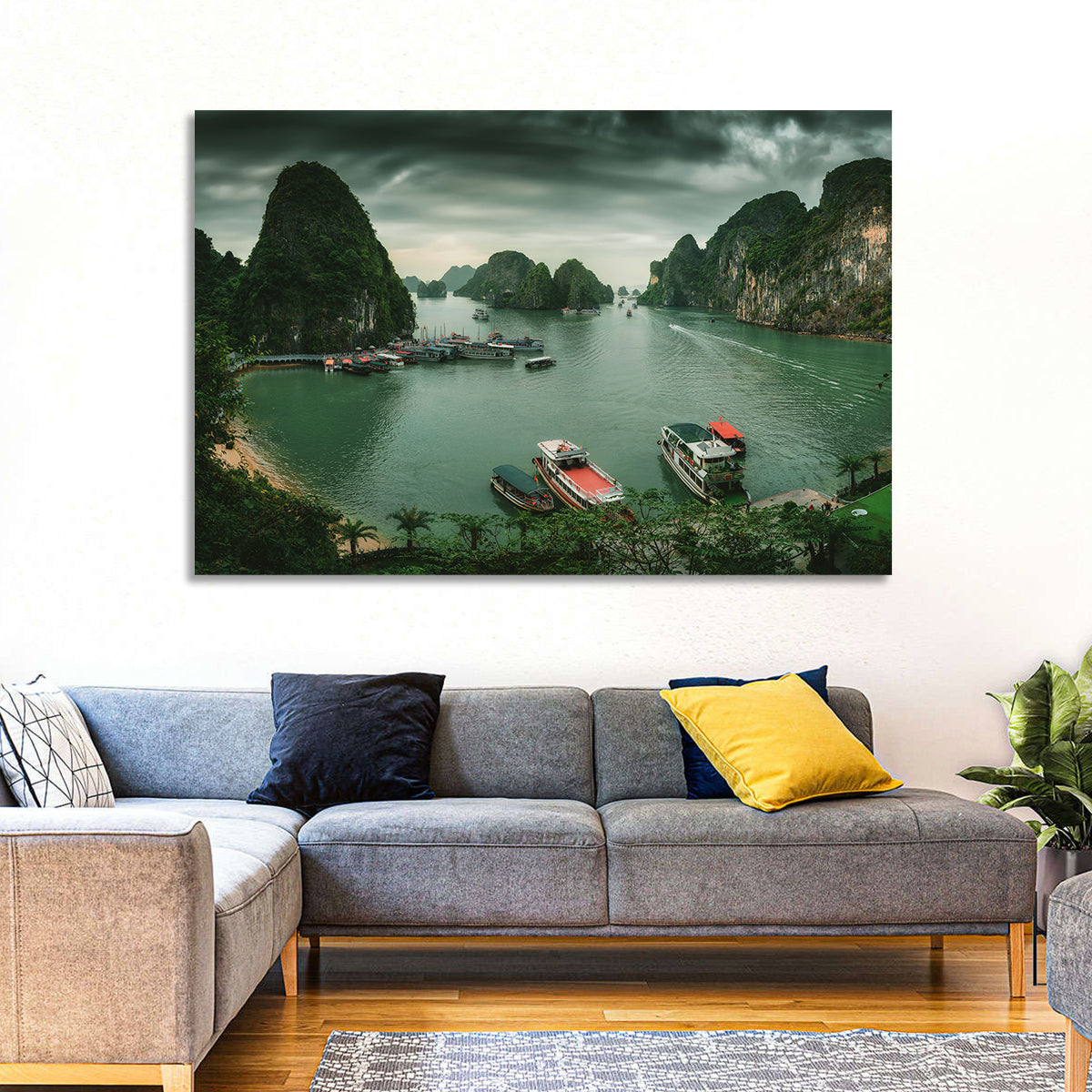 Ha Long Bay Vista Wall Art in a room, landscape