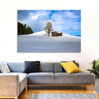 Rustic Barn on a Snowy Hill Wall Art