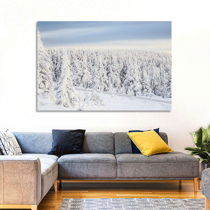 Snowy Forest Railway Tracks Wall Art