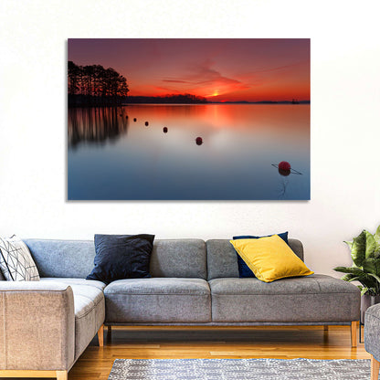Lake Lanier Buoys at Sunset Wall Art