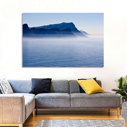 Misty Coastal Cliffs and Mountain Layers Wall Art