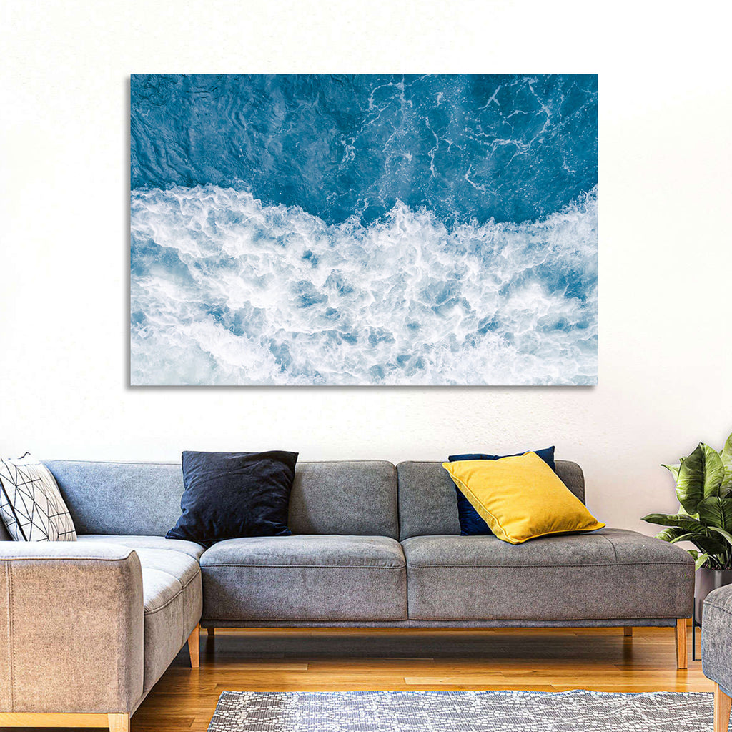 Stormy Blue Sea Wave Wall Art
