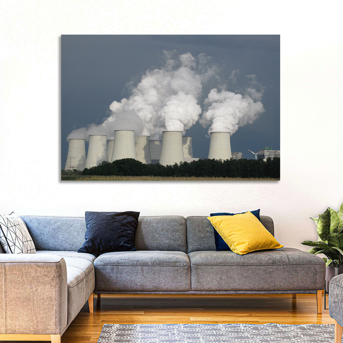 Cooling Towers at Coal Power Plant Wall Art in a room, landscape