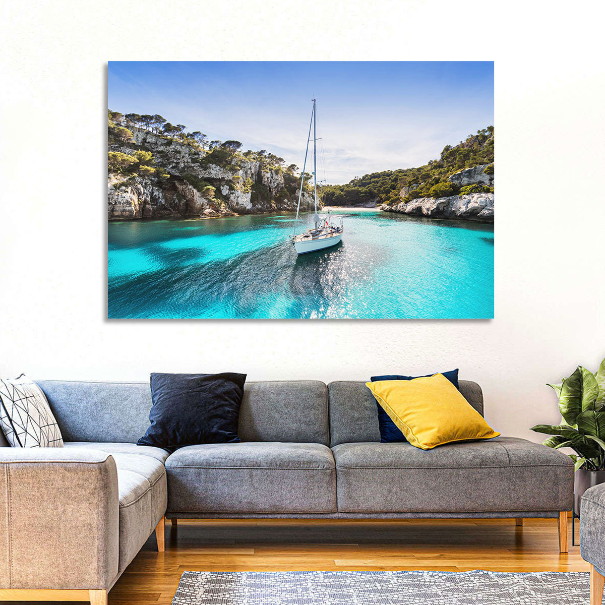 Menorca Cove Sailboat Wall Art