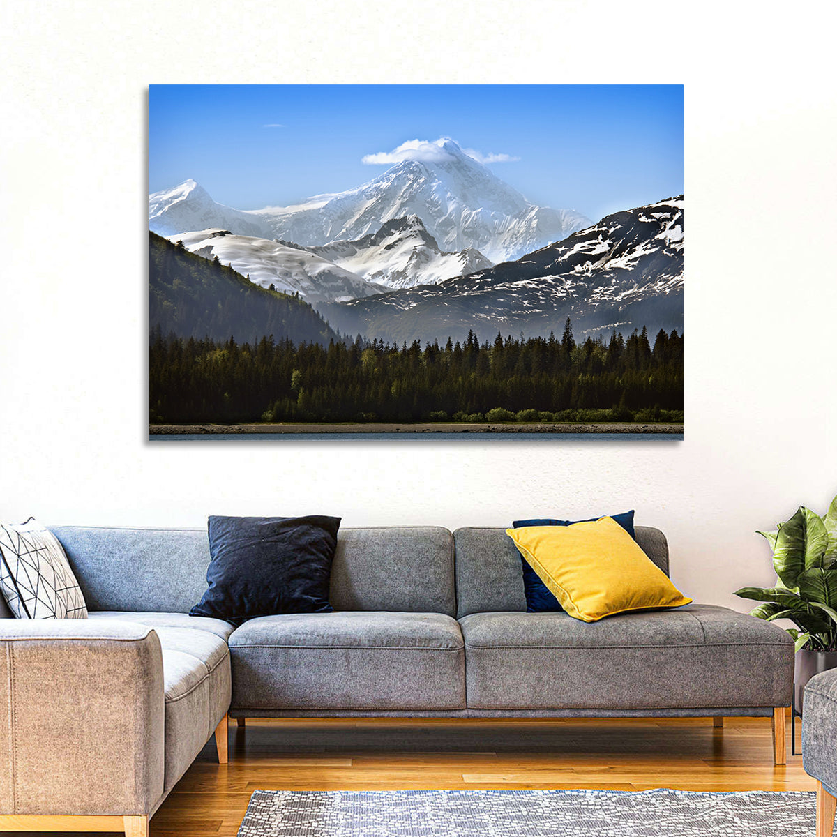 Glacier Bay Snow-capped Peak Wall Art in a room, landscape