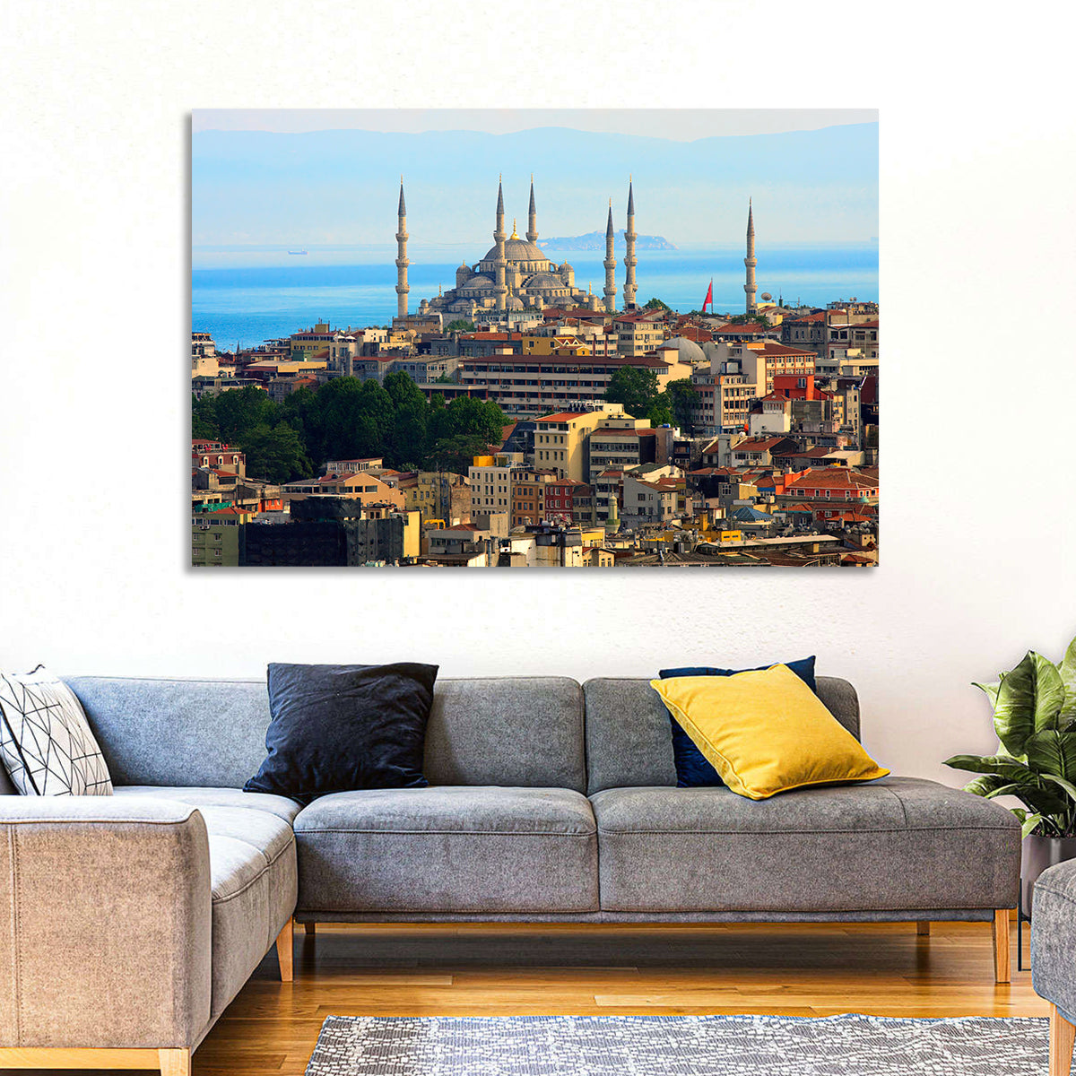 Sultan Ahmed Mosque Skyline Wall Art in a room, landscape