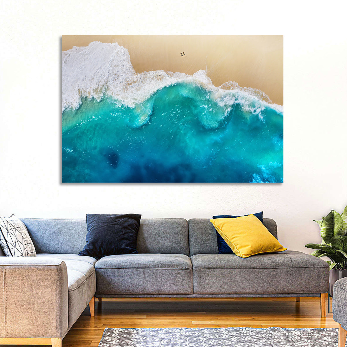 Nusa Penida Aerial Beach Wall Art in a room, landscape