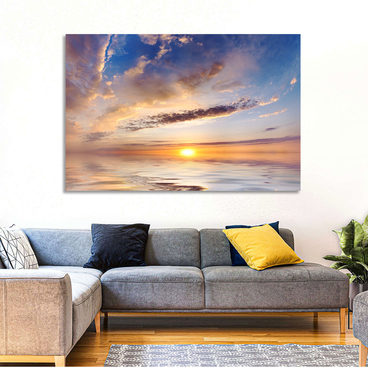 Sunlit Clouds Over Calm Sea Wall Art